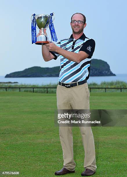 Greig Sutherland of Cherry Lodge Golf Centre winner of the AAM Scottish Open Qualifier at North Berwick Golf Club on July 5, 2015 in North Berwick,...