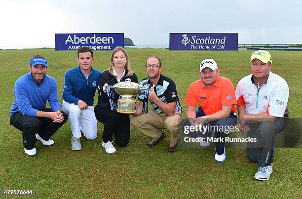 Graham Fox of Clydway Golf, Callum Hill of Tantallion Golf Club, Ellie Manwairing of Aberdeen Asset Management, Greig Sutherland of Cherry Lodge Golf...