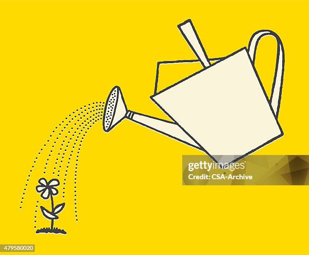 gießkanne und blume - eingießen stock-grafiken, -clipart, -cartoons und -symbole