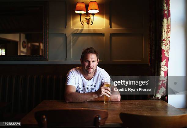 Australian Cricketer Ryan Harris enjoys a beer after yesterday announcing his retirement from cricket due to a knee injury at the Tynant Inn on July...