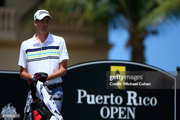 Chesson Hadley looks on at the first tee box during the final round of the Puerto Rico Open presented by seepuertorico.com held at Trump...
