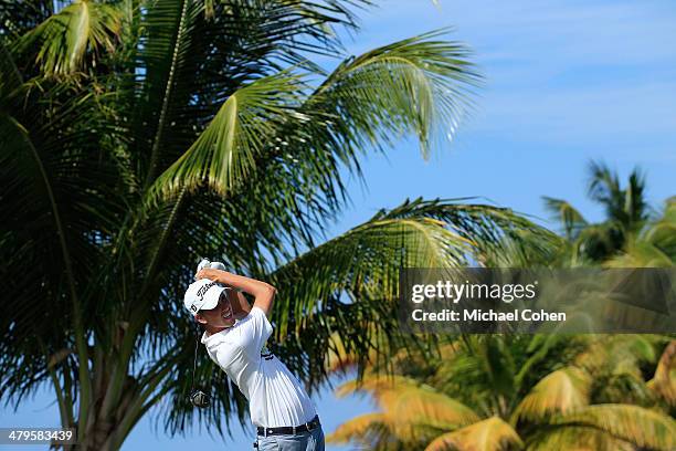 Chesson Hadley hits his drive on the 13th hole during the final round of the Puerto Rico Open presented by seepuertorico.com held at Trump...