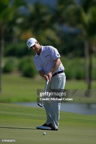 Davis Toms strokes a putt during the final round of the Puerto Rico Open presented by seepuertorico.com held at Trump International Golf Club on...