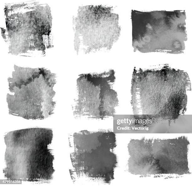 black grunge brushes and banners - smudged stock illustrations