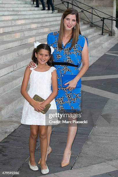 Maria Margarita Vargas Santaella and her daughter Eugenie attend the Versace show as part of Paris Fashion Week Haute Couture Fall/Winter 2015/2016...