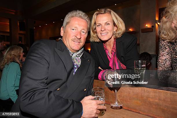 Andrea L' Arronge and husband Charlie Reichenwallner attend the NDF After Work Presse Cocktail at Parkcafe on March 19, 2014 in Munich, Germany.