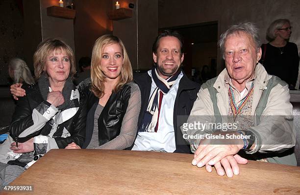 Beatrice Richter and daughter Judith Richter and her halfbrother Patrick Wosin and their father Heinz Baumann attend the NDF After Work Presse...