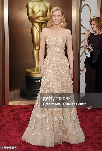Actress Cate Blanchett arrives at the 86th Annual Academy Awards at Hollywood & Highland Center on March 2, 2014 in Hollywood, California.