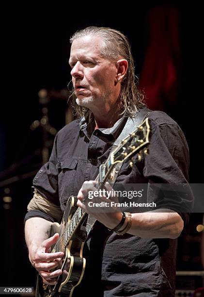 Singer Michael Gira of the American band Swans performs live during a concert at the Volksbuehne on July 5, 2015 in Berlin, Germany.