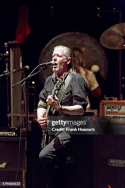 Singer Michael Gira of the American band Swans performs live during a concert at the Volksbuehne on July 5, 2015 in Berlin, Germany.