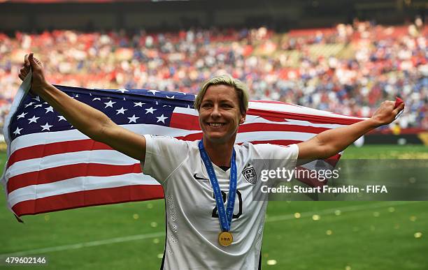 Abby Wambach of USA celebrates after winning the FIFA Women's World Cup Final between USA and Japan at BC Place Stadium on July 5, 2015 in Vancouver,...