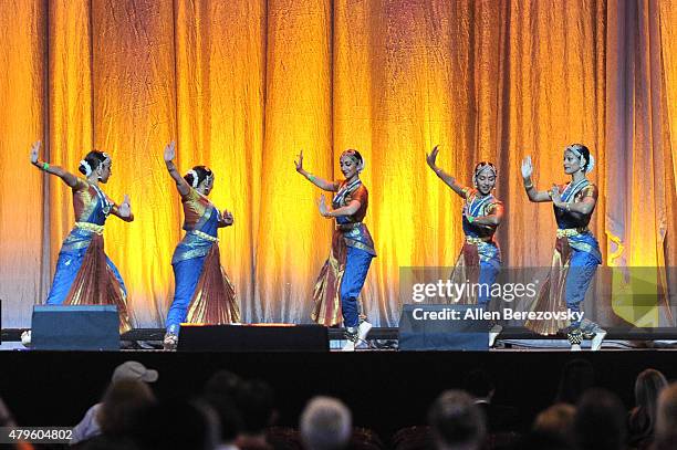 General view of the atmosphere during His Holiness the 14th Dalai Lama's 80th birthday and Global Compassion Summit at Honda Center on July 5, 2015...