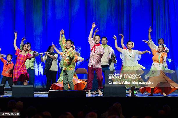 General view of the atmosphere during His Holiness the 14th Dalai Lama's 80th birthday and Global Compassion Summit at Honda Center on July 5, 2015...