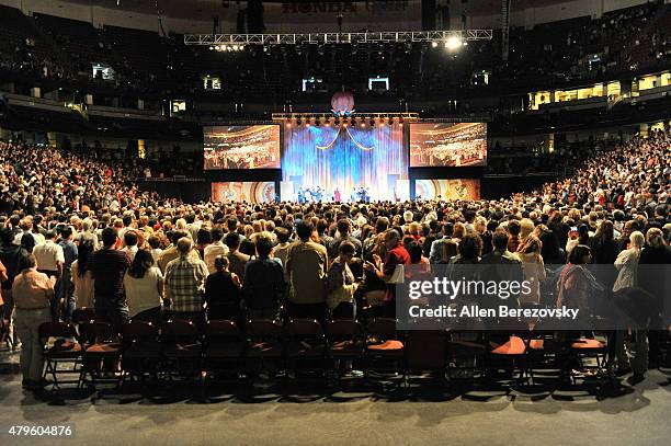 General view of the atmosphere during His Holiness the 14th Dalai Lama's 80th birthday and Global Compassion Summit at Honda Center on July 5, 2015...