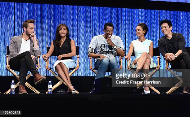Actors Tom Mison, Nicole Beharie, Orlando Jones Lyndie Greenwood and John Cho on stage at The Paley Center for Media's PaleyFest 2014 Honoring...