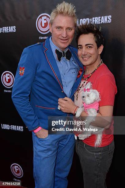 Reality TV personalities Pol Atteu and Patrik Simpson attend the movie premiere of Alki David's Lord Of The Freaks at the Egyptian Theatre on June...