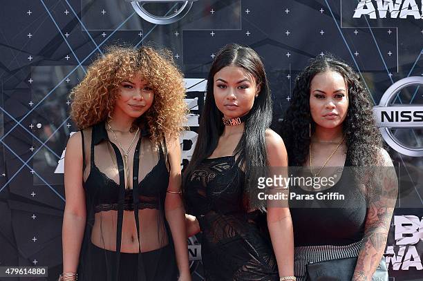 Crystal WestBrooks, India Love Westbrooks and Morgan Westbrooks attends the 2015 BET Awards at the Microsoft Theater on June 28, 2015 in Los Angeles,...