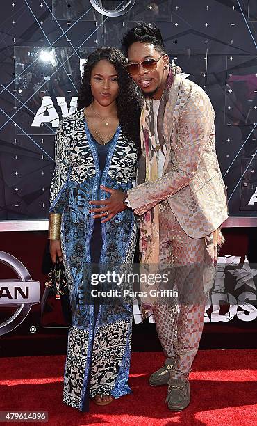 Singer Deitrick Haddon and wife Dominique L. Haddon attends the 2015 BET Awards at the Microsoft Theater on June 28, 2015 in Los Angeles, California.