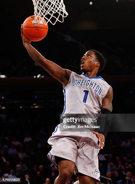 Austin Chatman of the Creighton Bluejays in action against the DePaul Blue Demons during the quarterfinals of the Big East Basketball Tournament at...