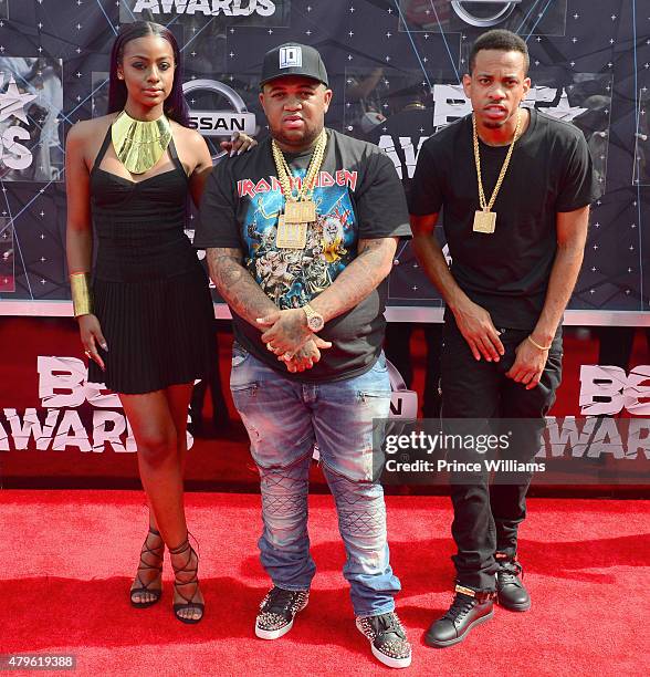 Justine Skye, DJ Mustard and RJ OMIO attend the 2015 BET Awards on June 28, 2015 in Los Angeles, California.