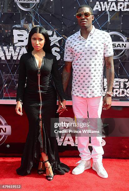 Nicki Minaj and Meek Mill attend the 2015 BET Awards on June 28, 2015 in Los Angeles, California.