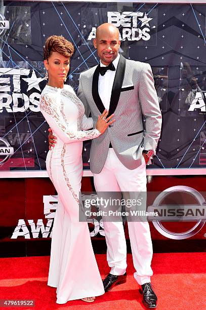 Nicloe Ari Parker and Boris Kodjoe attends the 2015 BET Awards on June 28, 2015 in Los Angeles, California.