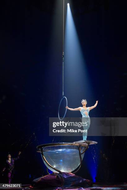 Andreanne Nadeau performs during the "Cirque Du Soleil Amaluna" photo call at Citi Field on March 19, 2014 in New York City.