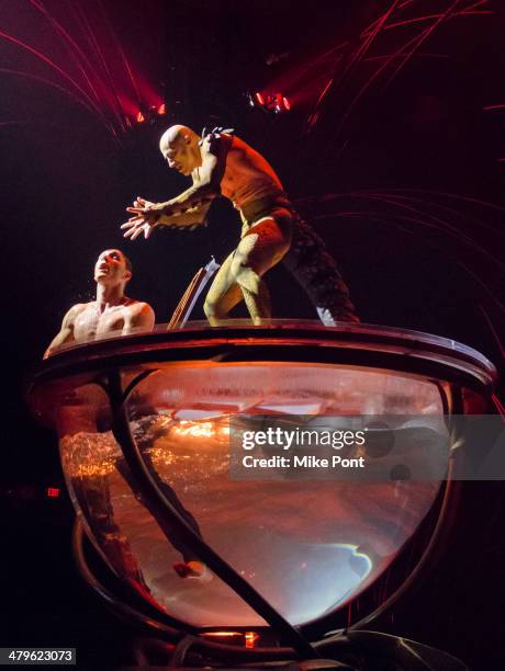 Viktor Kee performs during the "Cirque Du Soleil Amaluna" photo call at Citi Field on March 19, 2014 in New York City.
