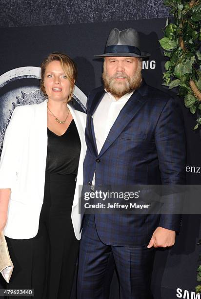 Actor Vincent D'Onofrio and wife Carin van der Donk arrive at the 'Jurassic World' - World Premiere at Dolby Theatre on June 9, 2015 in Hollywood,...