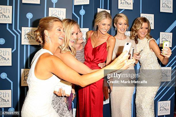 Presenters arrive at the 12th ASTRA Awards at Carriageworks on March 20, 2014 in Sydney, Australia.