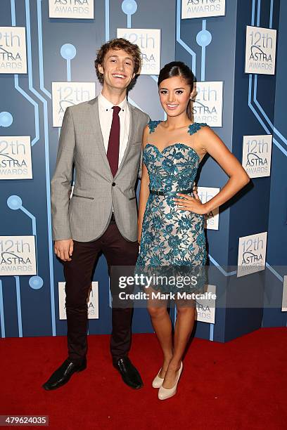 Adam Roberts and Naomi Sequeira arrive at the 12th ASTRA Awards at Carriageworks on March 20, 2014 in Sydney, Australia.