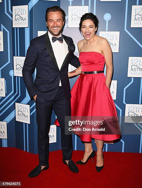 Darren McMullen and Crystal Reed attend the 12th Astra Awards at Carriageworks on March 20, 2014 in Sydney, Australia.