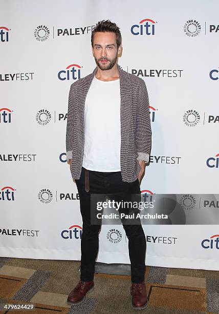 Actor Tom Mison attends the 2014 PaleyFest presentaion of "Sleepy Hollow" at Dolby Theatre on March 19, 2014 in Hollywood, California.