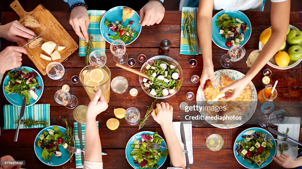 Big family eating