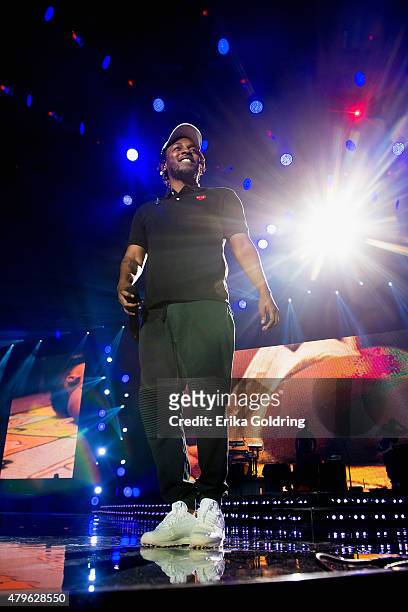 Kendrick Lamar performs at the 2015 Essence Music Festival on July 5, 2015 in New Orleans, Louisiana.