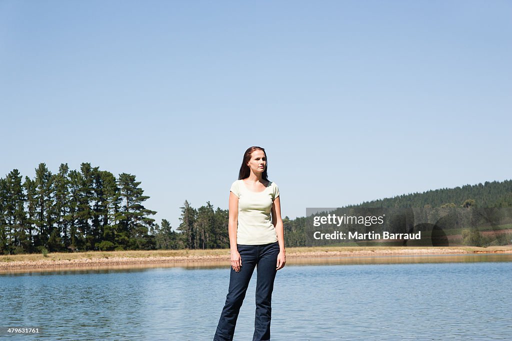 Woman standing on water 