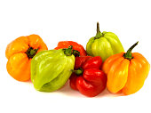 Selection of Colorful Hot Spicy Scotch Bonnet Chillies