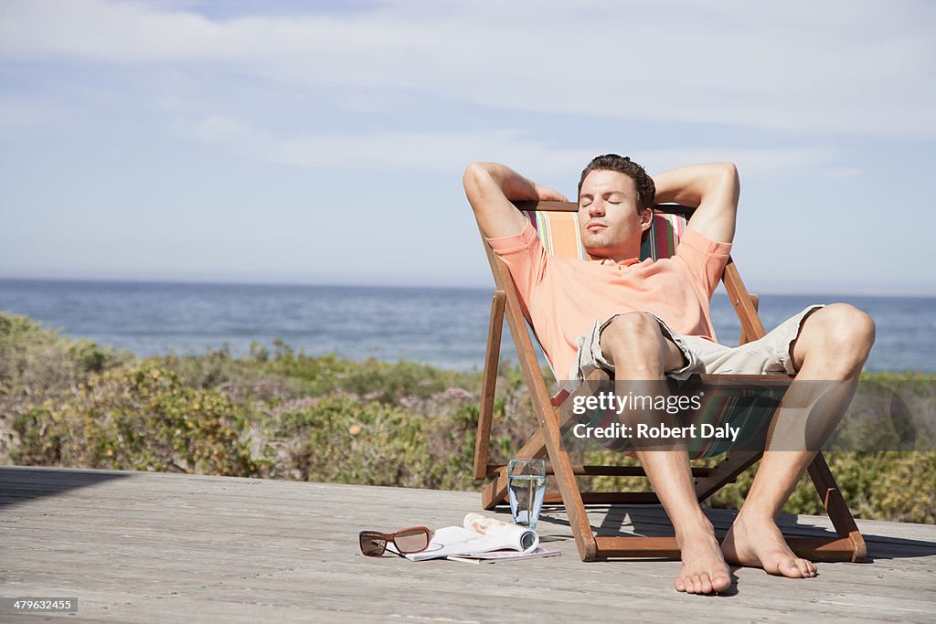 Man relaxing in a lounge chair