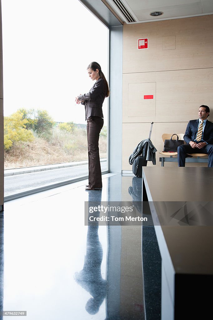 Business people in waiting area