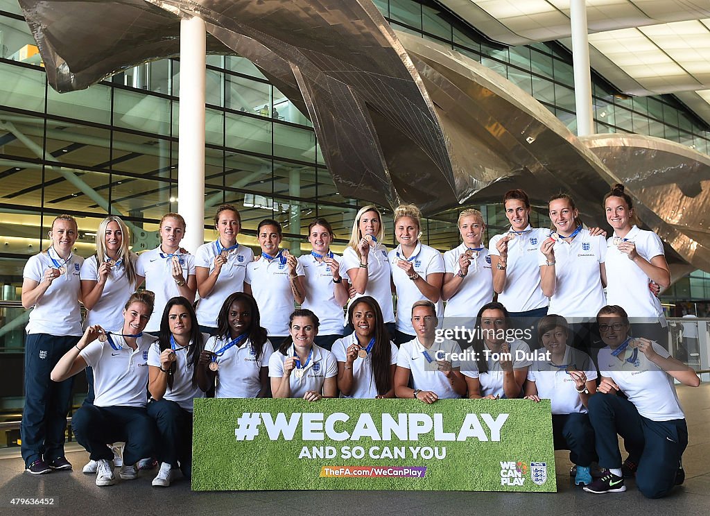 England Women's Team Arrive Back from the World Cup