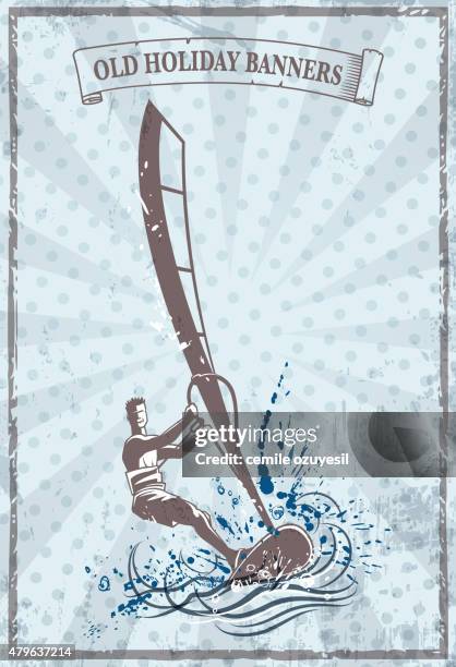 windsurfen schild - windsurfbrett stock-grafiken, -clipart, -cartoons und -symbole