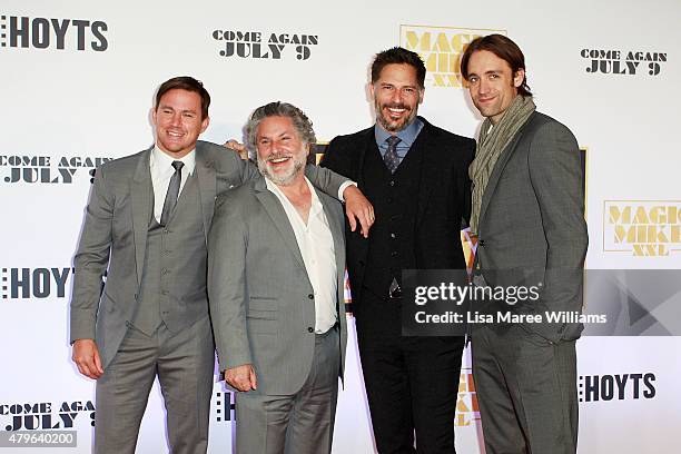 Channing Tatum, Greg Jacobs, Joe Manganiello and Reid Carolin arrive at the "Magic Mike XXL" Australian premiere on July 6, 2015 in Sydney, Australia.