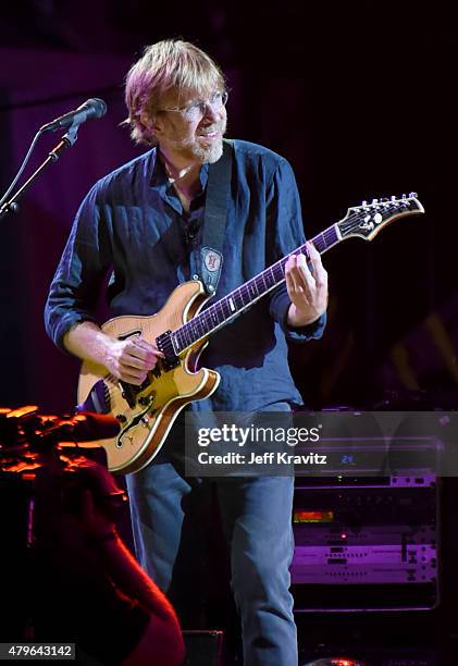 Trey Anastasio of The Grateful Dead perform during the "Fare Thee Well, A Tribute To The Grateful Dead" on July 5, 2015 in Chicago, Illinois.