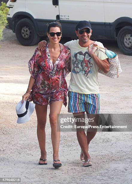 Al-Sadd football player Xavi Hernandez and Nuria Cunillera are seen on July 5, 2015 in Ibiza, Spain.