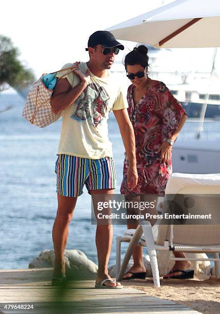 Al-Sadd football player Xavi Hernandez and Nuria Cunillera are seen on July 5, 2015 in Ibiza, Spain.