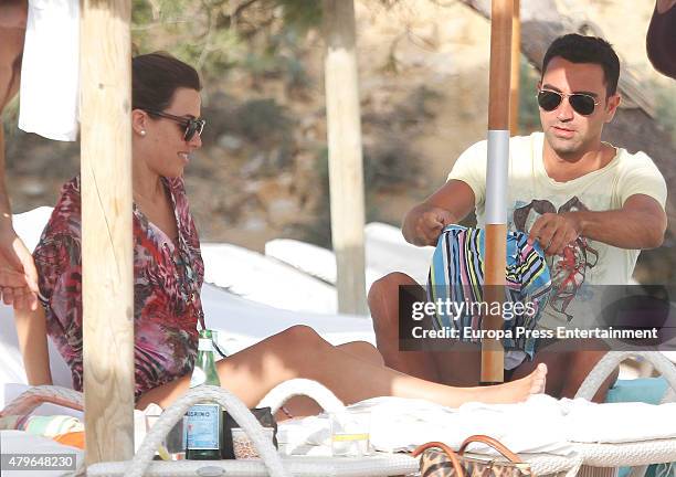 Al-Sadd football player Xavi Hernandez and Nuria Cunillera are seen on July 5, 2015 in Ibiza, Spain.