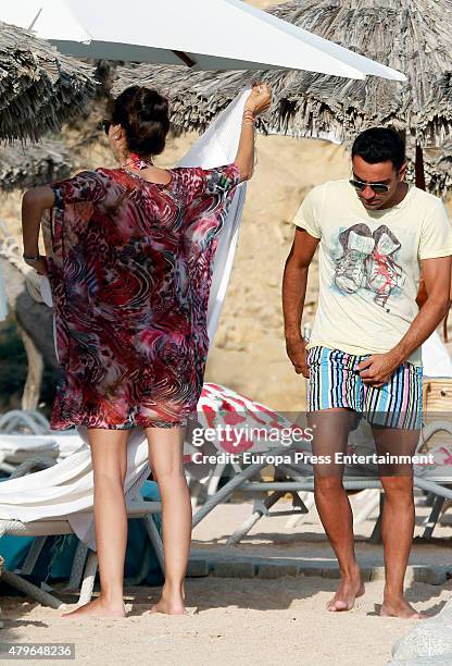 Al-Sadd football player Xavi Hernandez and Nuria Cunillera are seen on July 5, 2015 in Ibiza, Spain.