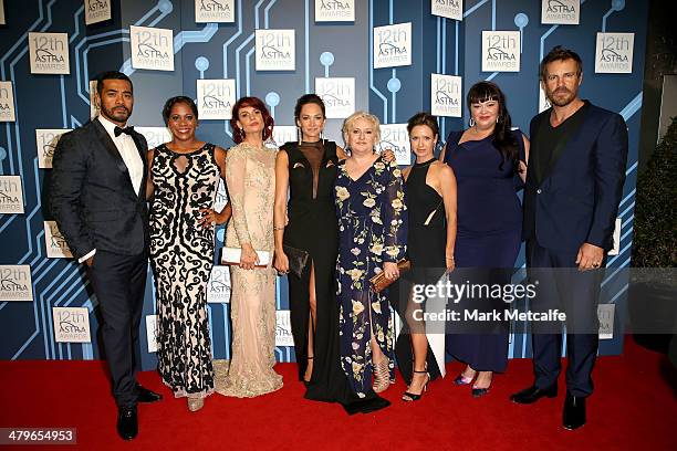 Cast of television program Wentworth arrive at the 12th ASTRA Awards at Carriageworks on March 20, 2014 in Sydney, Australia.