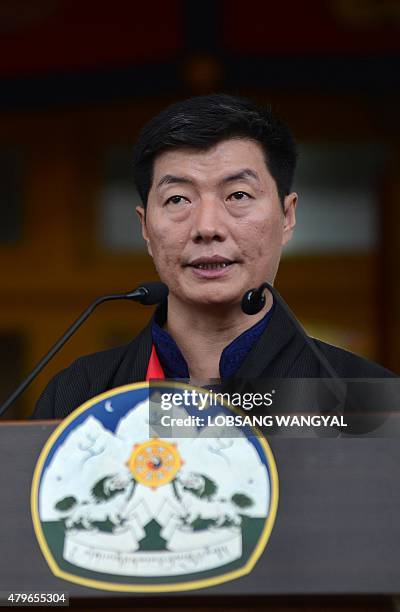 Sikyong, the Prime Minister of the Tibetans-in-exile, Lobsang Sangay speaks on the occasion of the Dalai Lama's 80th birthday at Tsuglakhang temple...