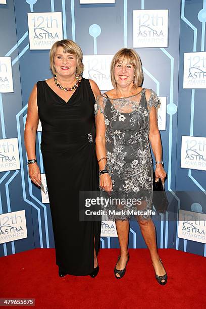 Charlotte Dawson's sisters Vicky and Robin arrive at the 12th ASTRA Awards at Carriageworks on March 20, 2014 in Sydney, Australia.